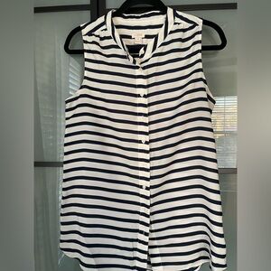 J. Crew Sleeveless Striped Button Down Shirt